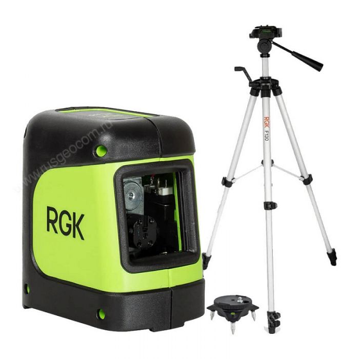 Комплект: лазерный уровень RGK ML-11G + штатив RGK F130, кронштейн RGK K-3