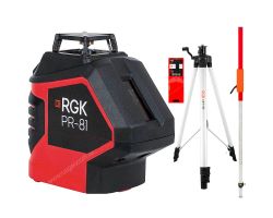Комплект: лазерный уровень RGK PR-81 + штатив RGK LET-170, приемник RGK LD-9, рейка RGK LR-2