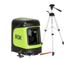 Комплект: лазерный уровень RGK ML-11G + штатив RGK F130, уровень RGK U2100, кронштейн RGK K-5 и K-3