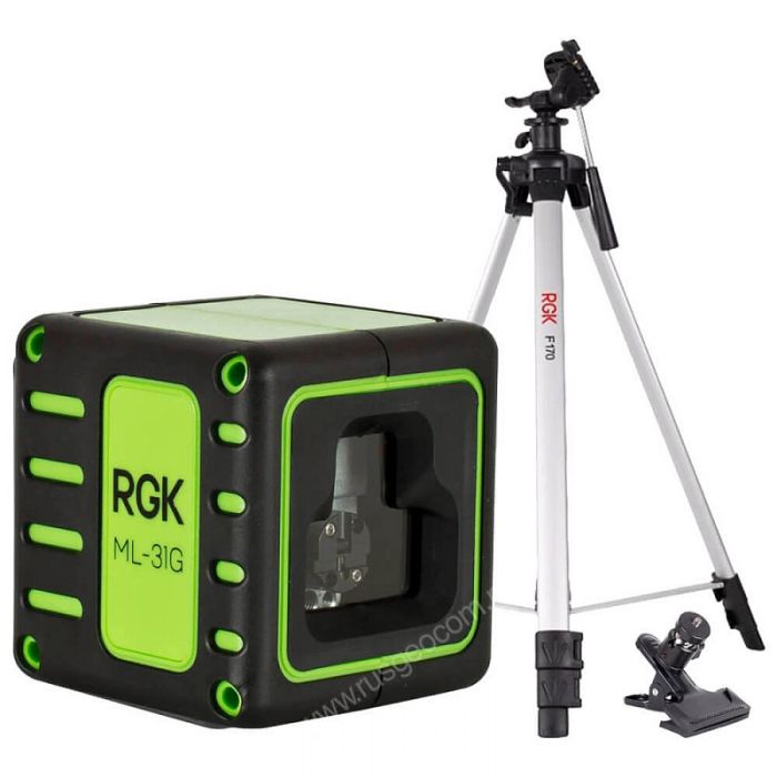 Комплект: лазерный уровень RGK ML-31G + штатив RGK F170, кронштейн RGK K-5
