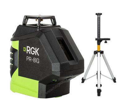 Комплект: лазерный уровень RGK PR-81G + штанга-упор