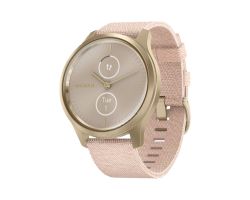 Часы Garmin Vivomove Style светло-золотистый с розовым плетеным нейлоновым ремешком