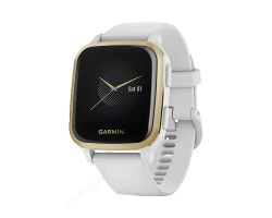 Часы Garmin Venu Sq белый с золотистым алюминиевым безелем и с силиконовым ремешком