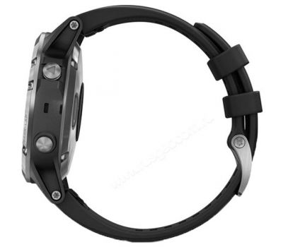 GPS-часы Garmin Fenix 5 PLUS Glass серебристые с черным ремешком