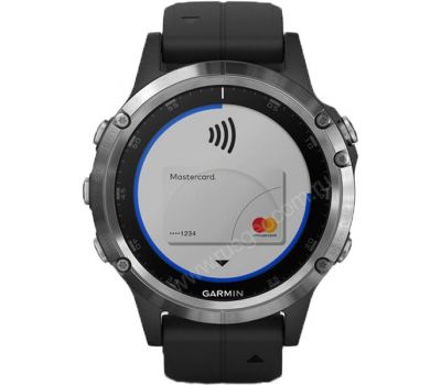 GPS-часы Garmin Fenix 5 PLUS Glass серебристые с черным ремешком