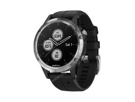 Часы Garmin Fenix 5 Plus серебристые с черным ремешком