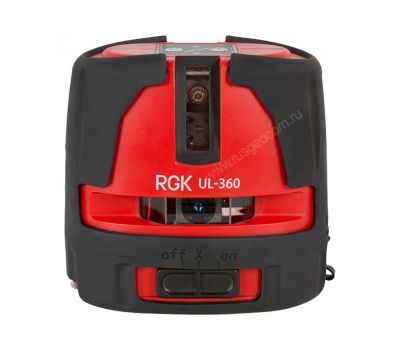 Комплект: лазерный уровень RGK UL-360 + штатив, приемник, рейка, платформа