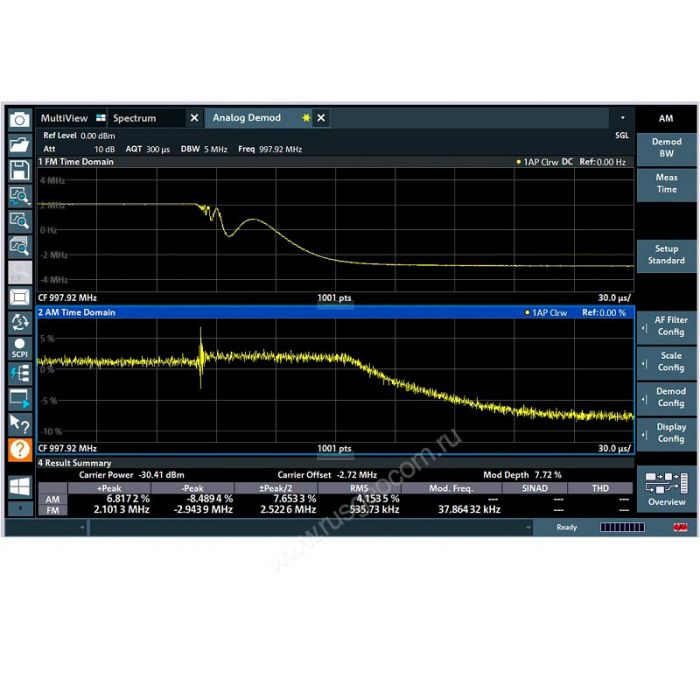 Анализ аналоговой модуляции АМ/ЧМ/ФМ Rohde&Schwarz FSV-K7 для анализаторов спектра и сигналов